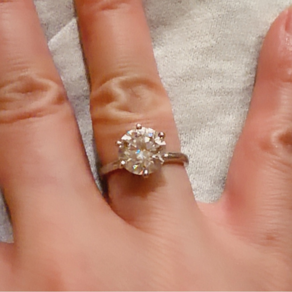 Radiant 14K White Golf 2 1/2 Lab Diamond Solitaire Ring